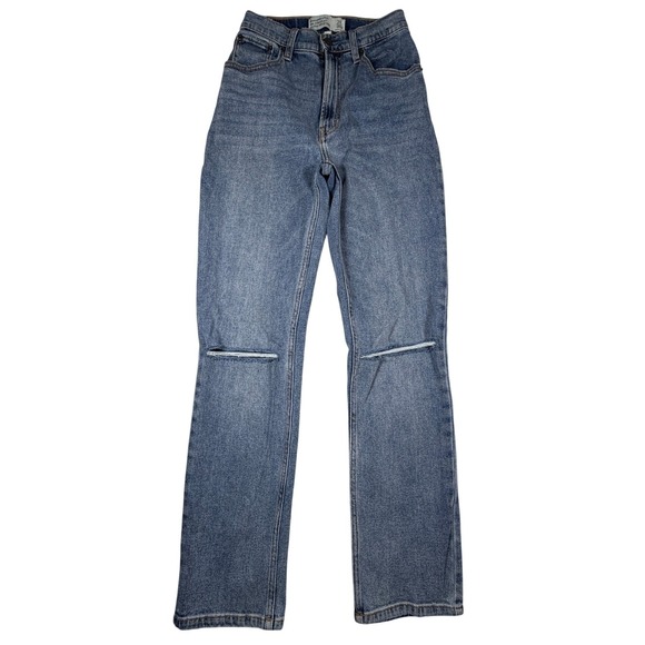 Abercrombie & Fitch Denim - Abercrombie & Fitch 90s Straight Ultra High Rise Curve Love Jeans Blue 24 00R